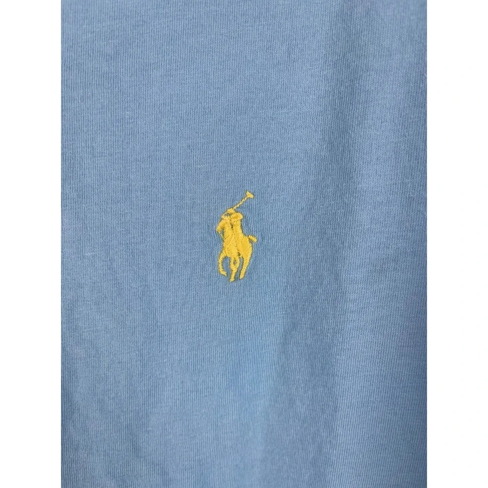Polo Ralph Lauren Basic T Shirt Mens L Blue Aqua Yellow Pony‎ Short Sleeve Crew